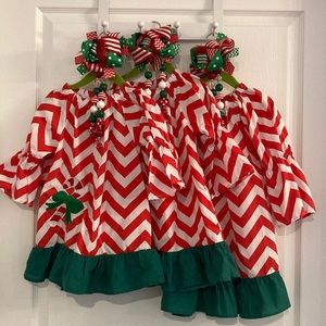 3 matching kids Christmas dresses